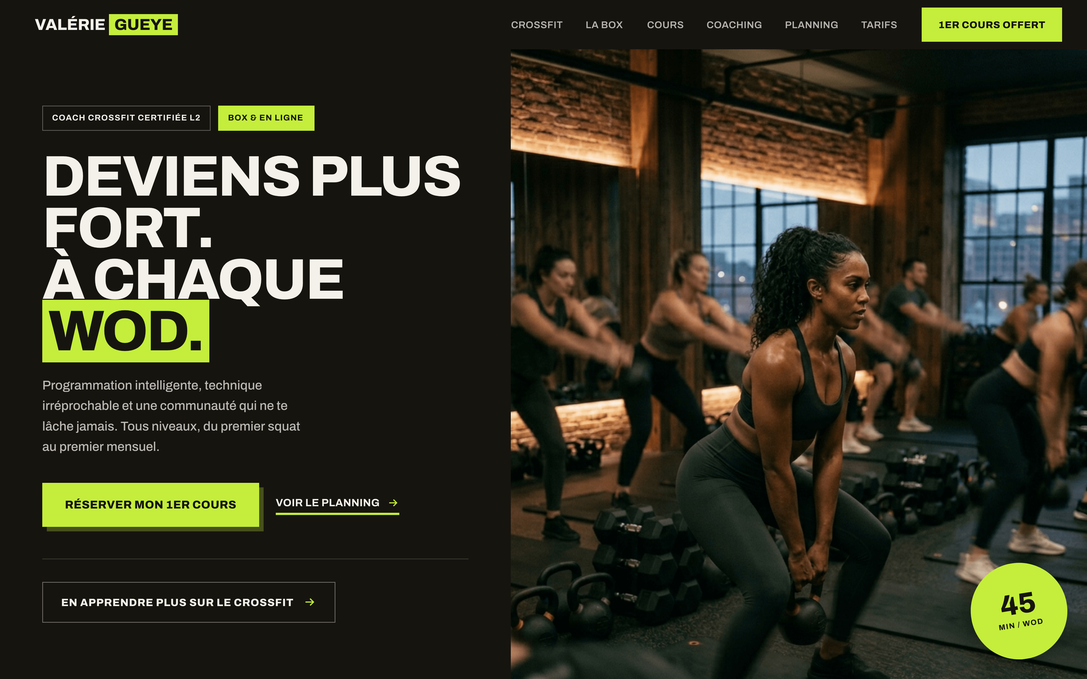 Exemple de site web de coach sportif créé avec Athletis — Valérie
